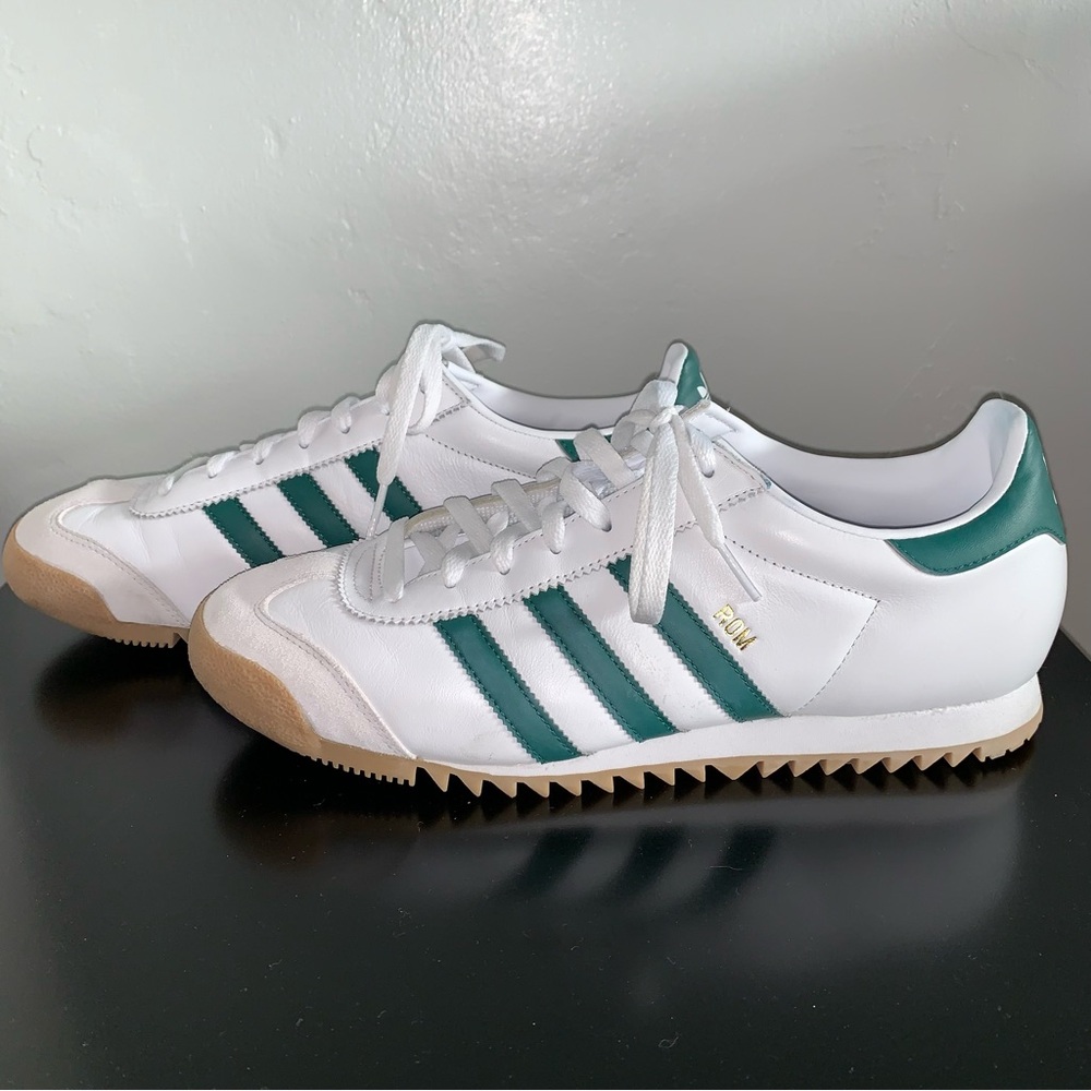 Adidas Originals ROM White and Green Retro Sneakers